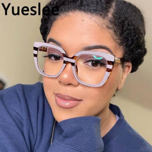 45759 Plastic Big Frame Round Anti Blue Light Cat Eye Glasses Frame Men Women Optical Fashion Computer Eyeglasses