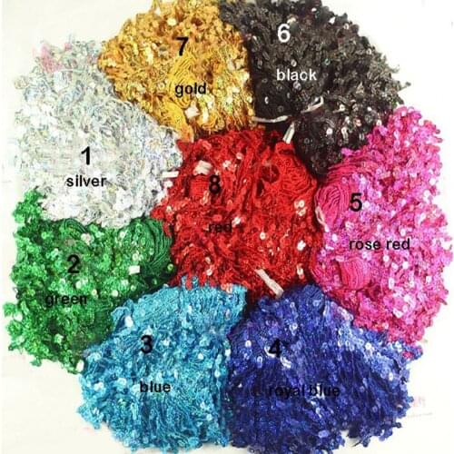 6.5-15Yards/Lot Sequin Fringe Decorative Curtain Lace Trims and Tassels For Latin Dance Dress/Costume Decoration 5-108