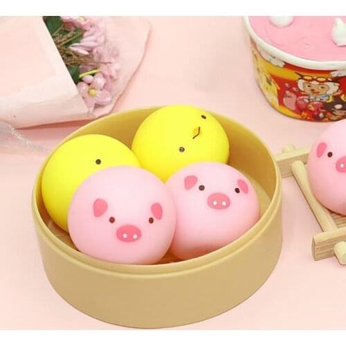 97BC 1Set Squeeze Steam Stuffed Bun Toy Soft Rubber Anti-Anxiety Toy Kitchen Steam Dumpling Toy Pressure Reduce Novelty Toy