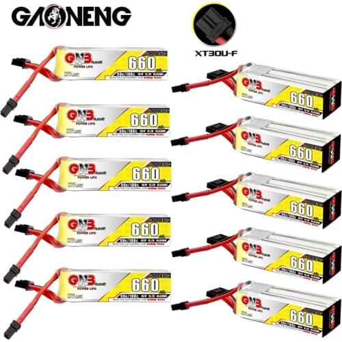 10Pcs/Set GAONENG GNB 4S 660mAh 15.2V 90C/180C HV Lipo Battery XT30U-F Plug for Beta85X Whoop Quadcopter FPV RC Racing Drone