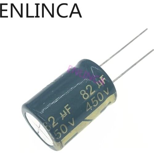 12pcs/lot 450v 82uf 450v82UF High Frequency Low ESR aluminum electrolytic capacitor size 18*25MM Tolerance 20% 20