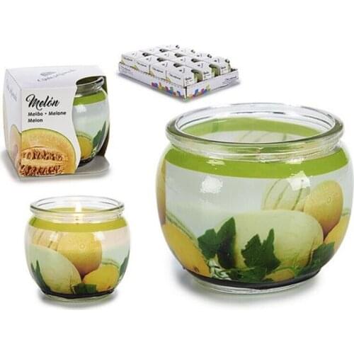 Scented Candle Melon Green Orange Glass Wax Crystal