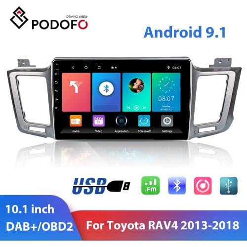 Podofo 2 din Android 9.1 Car Radio GPS Multimedia Player 10.1" Auto Stereo Receiver Autoradio For Toyota RAV4 2013 2014-2018