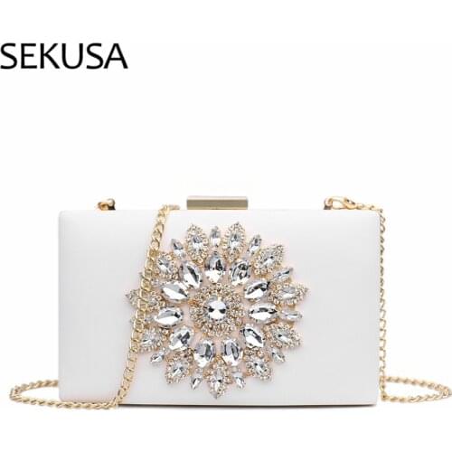 White Women Clutch Bag Wedding Clutch Purse Bridal Evening Crystal Summer Bags for Women 2020 Luxury Small Crossbody Bags