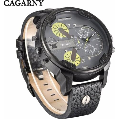 Luxury Brand Cagarny Mens Watches Military Sports Men Watch Quartz Date Male Clock Casual Leather Wrist Watch zegarek meski 6820
