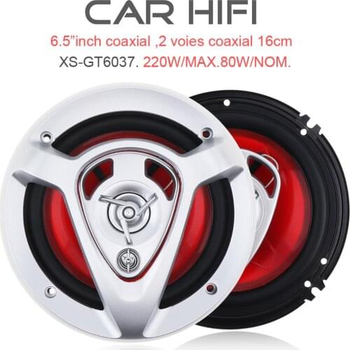 XS-GT6037 2pcs 220W Car HiFi Coaxial Speaker Vehicle Door Auto Audio Music Stereo Full Range Frequency Speakers for Cars