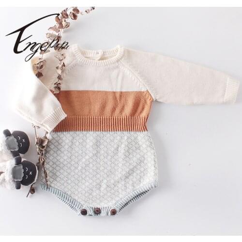 Engepapa Retro Knitting Long Sleeve Clothes Spring Autumn Toddler Baby Girl Knitting Romper Newborn Baby Girls Jumpsuit