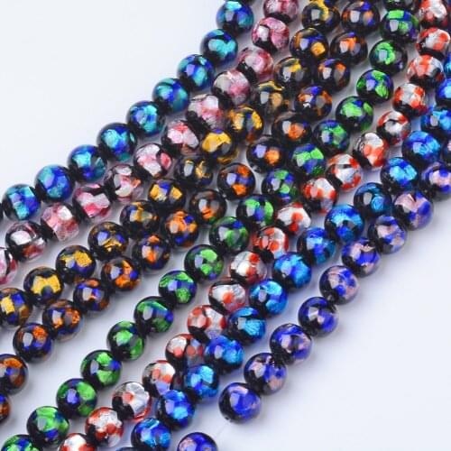 10 pcs Handmade Round Foil Glass Beads bracelet necklace for jewelry DIY making Decor 8x7.5~8mm, Hole: 1~1.5mm F50