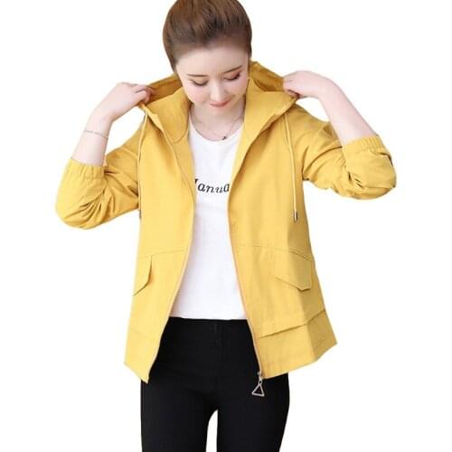 2020 New Autumn Fashion Women Jacket Streetwear Hooded Loose Windbreaker Female Causal Zippers Jackets Waterproof Coat Top P660