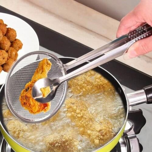 Stainless Steel Filter Spoon colander Kitchen Accessories Clamp Strainer Oil-Frying BBQ Filter kitchenware Cooking Tool