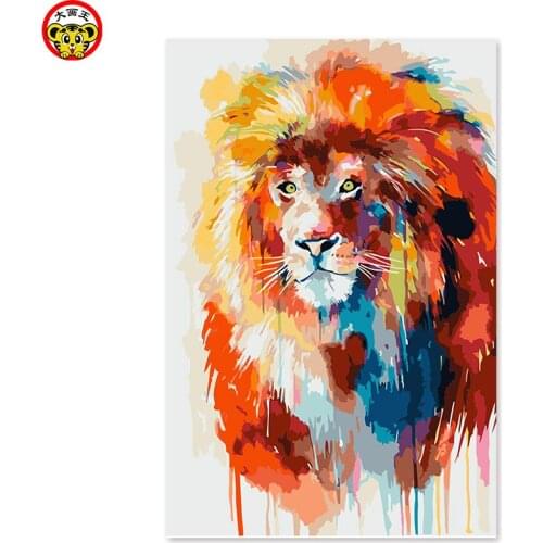 Lion children post home decor painting Diy home decor oil painting by numbers drawing hand painted picture Wall Decor pictures