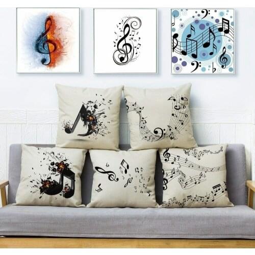 Musical Note Sheet Music Print Throw Pillow Cushion Covers Linen Pillows Cases decorative pillows