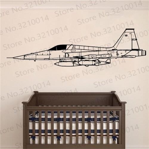 Jet Aircraft Wall Sticker Aviation Plane Vinyl Decal Fighter Kids Room Decoration Air Force Boys Bedroom Removable Mural PW591