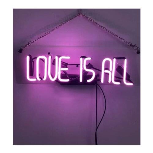 14“ Love Is All Acrylic Custom Neon Light Lamp Sign Beer Bar Handmade Real Glass Decorate Home Wall Room Windows Tube Artwork