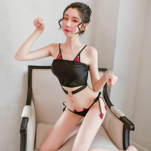 Demon Maid Underwear Cute Lolita Anime Night Club Underwear Devil Cosplay Uniforms Sexy Babydoll Lingerie Set Halloween Costumes