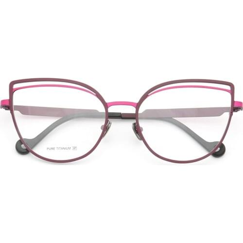 Women Pure Titanium Cat-eye eyeglass frames women Thin Retro Metal glasses Butterfly Full-Rim Lightweight Fashion eyeglasses