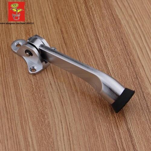 Wholesale 2Pieces Zinc alloy Kickdown Door Stopper in Satin Chrome lever door holder cool door stops deurstopper doorstop
