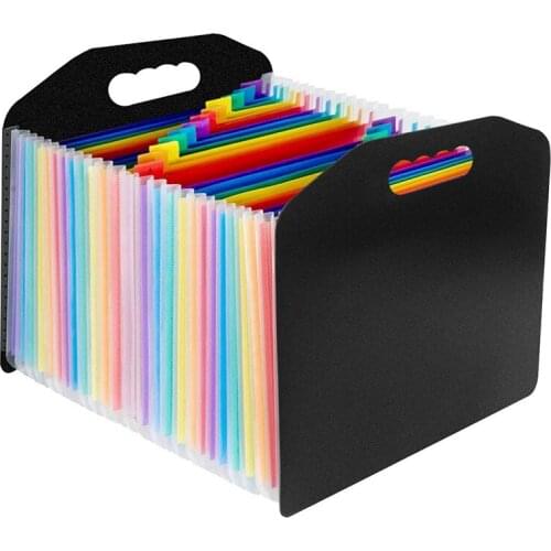 Large Capacity,24 Pockets Expanding File Folder A4 Expandable File Paper Organizer with Handle Accordion Document Case
