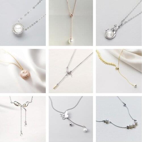 PONYKISS Trendy S925 Sterling Silver Long Tassel Bowkont Zircon Pearl Pendant Necklace For Women Party Accessory Fine Jewelry