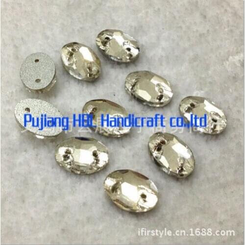 Crystal Clear Sew on Rhinestone Button 60pcs 17x24mm Oval 2 Holes Sewing Fancy Stones Jewelry Making