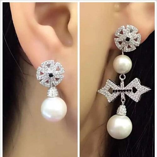 SALE Fashion jewelry 925 silver Bow tie Needle name opal Earrings Female Crystal from Austrian Woman Christmas gift