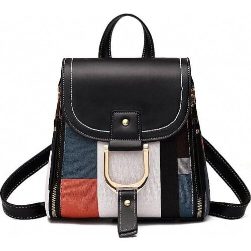 Women Panelled Backpacks Vintage Female Shoulder Bag Soft Leather Backpack Ladies Travel Back Pack Luxury Bags for Girls Mochila