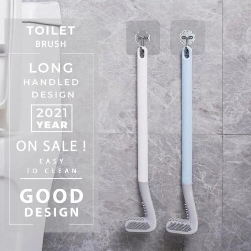 Long Handle Toilet Cleaning Brush ,Golf Silicone Toilet Brush,No Dead-end Wall-Mounted Cleaning Brush with Anti-Leakage Base