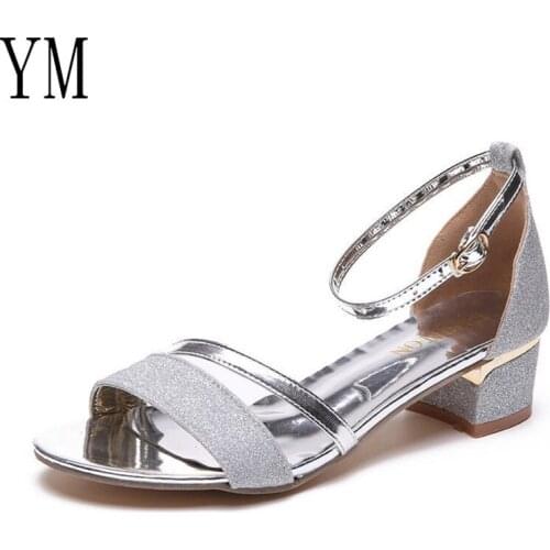 2020 Spring Sexy Ankle Strap Fish Mouth Hollow Roman Sandals Thick With A Word With High Heels Female Summer Sexy Female Sandals
