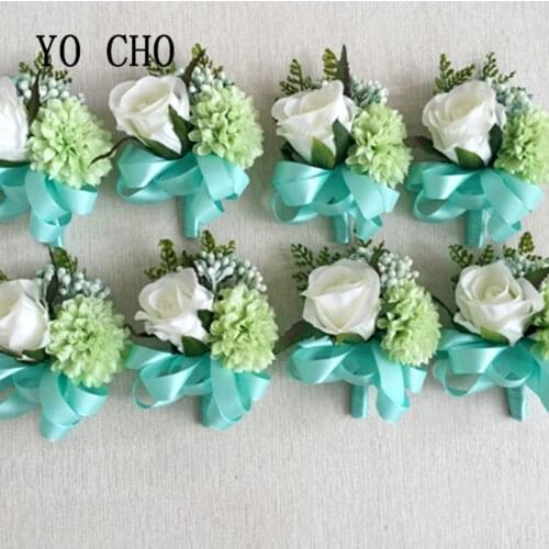 YO CHO High-end Fresh Artificial Wrist Corsage Flowers Bracelet Bridesmaid Sisters Hand Flower For Wedding Party Brideamaid Prom
