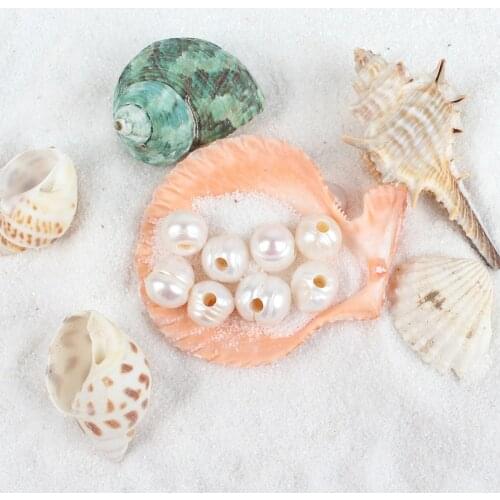 10-11mm 5pcs Wholesale Natural Big Hole Round Freshwater Pearl Pearls Beads for Jewelry Making Diy Necklace Bracelet Jewellery