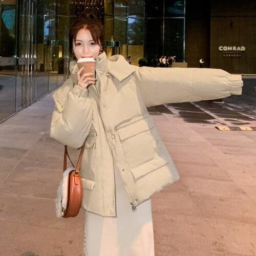 Womens Hooded Winter Jackets Solid Long Sleeve Ladies Casual Warm Coat Korean Style Thick Warm Down Jacket for Female 2021