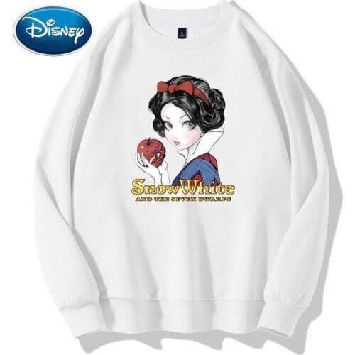 Disney Chic Fashion Snow White Apple Letter Cartoon Print Jumper Sweatshirts O-Neck Unisex Women Long Sleeve Casual Tops 9 Color