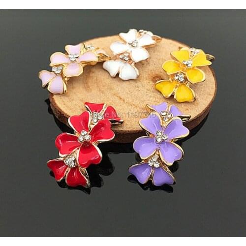 Decorations for Nail art Enamel Flower Decorations Buttons 10pcs Rhinestone Decorations Embellishment for Wedding Accessories