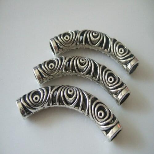 20Pcs Antique Silver Color Swirl Tube 5mm Hole For Bracelet Necklace Jewelry Findings