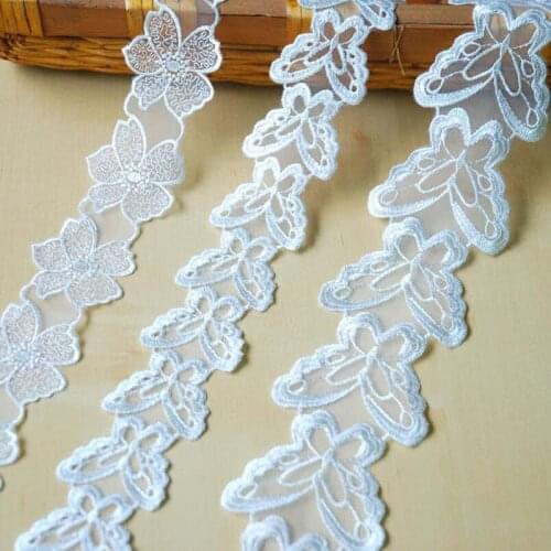 20Yards Butterfly Organza Lace Trim White Mesh Fabric For Dress Ribbon Knitting Embroidered DIY Patchwork Sewing Supplies Craft