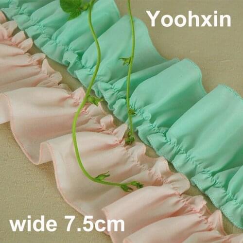 7.5CM Wide Modern Embroidery flower tulle lace fabric trim ribbon DIY sewing applique collar fringe Christmas wedding decor