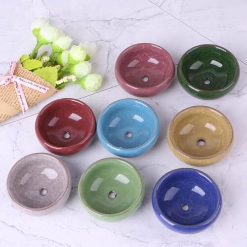 8Pce/Set Mini Ice Crack Porcelain Flower Bonsai Pot Ceramic For Succulent Plant