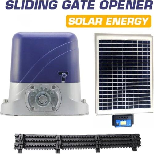 500kg Solar Energy Automatic Sliding Gate Opener Engine with 4m Nylon Rack Remote Control Sliding Door Motor Gate Automation