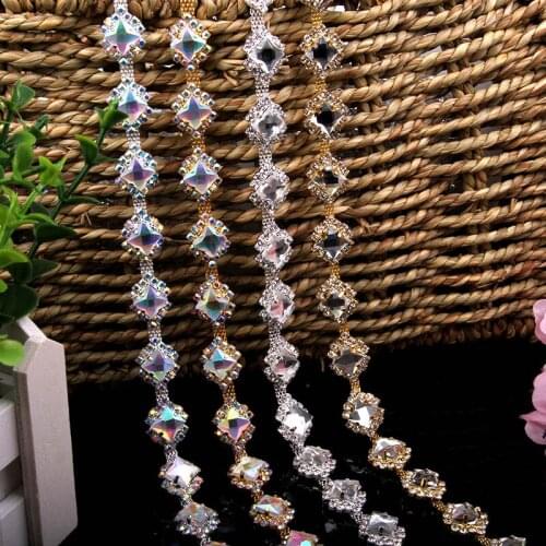 Free Shipping 5 yards Crystal Rhinestone Trim, Rhinestone Applique, Wedding Applique,Rhinestone Chain MALI033