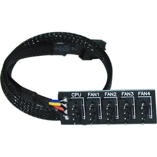 Black Sleeved Jacket 30cm 1 to 5 4-pins Molex TX4 PWM CPU Cooler / Case / Chasis Cooling Fan Power Cable Hub Splitter Adapter