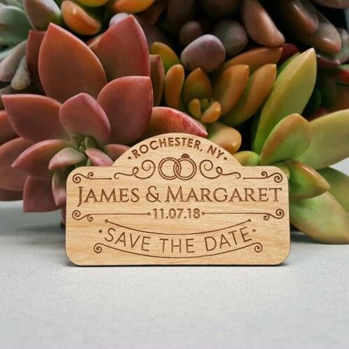 Rustic Wedding Save the Date Magnets Save the Date Magnets Custom Engraved Wood Magnets