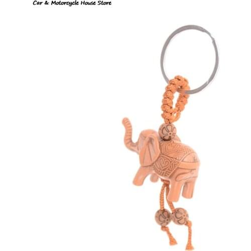 Wooden Pendant Classic Lucky Elephant Carving Keychain Key Ring Chain Evil Defends Gift Presents Brand