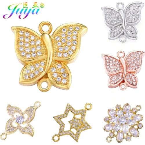 Juya Ali Moda DIY Gold/Rose Gold Star Flower Butterfly Charm Connectors For Women Fashion Earrings Bracelets Making