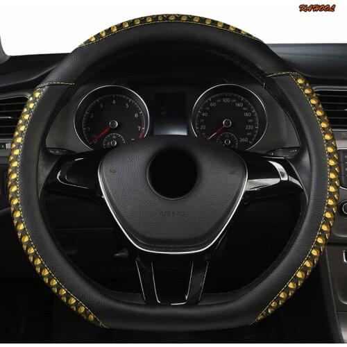KAHOOL Leather Car Steering Wheel Cover For Hondas Civics CRV BRV Fit Jazz Accords City Freed Mobilio Stream