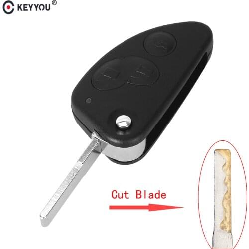 KEYYOU Remote Car Key Case Shell Key Combo Flip Fob For Alfa Romeo 147 156 166 GT 3 Buttons Replacement SIP22 Blade