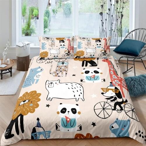 Cartoon Animal Bedding Set Baby Child Single Twin Dinosaur Printed Quilt Cover Pillowcase NO Bed Sheet Queen King Bed Cover Set