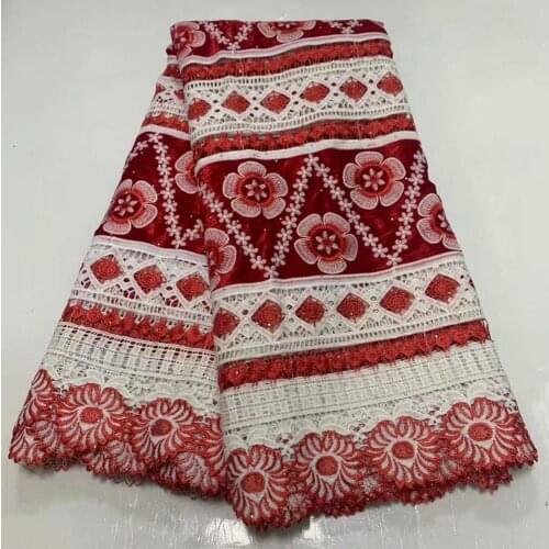5yards velvet lace fabrics african guipure lace cord lace fabric with stones 2020 high quality Water soluble lace embroidered
