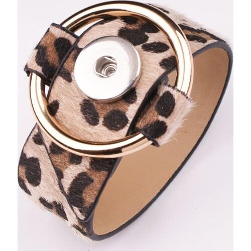 2019 NEW Tiger pattern 18mm PU leather Snap button jewelry bracelet GIRLS Women BR2391