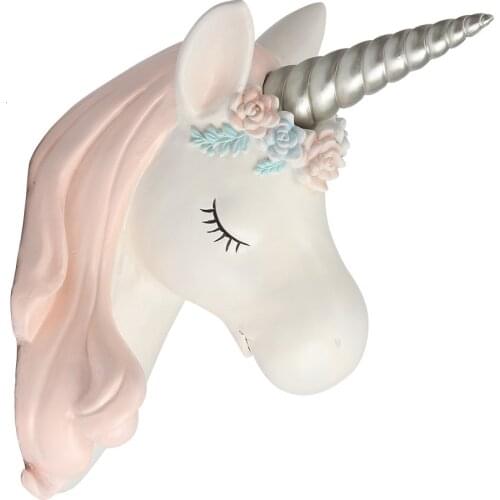 Cute Unicorn Wall Decoration Hanging Wall Animal Head Resin Baby Room Wall Ornaments Home Accessories, Best Gift