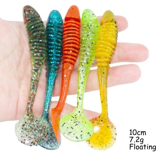Shad Vibro Tail le leurre Floating Soft Bait 10cm 7.2g 4pcs Rib Worms Fishing Lures Minnow Bass Pike Swimbait Drop Shot Texas